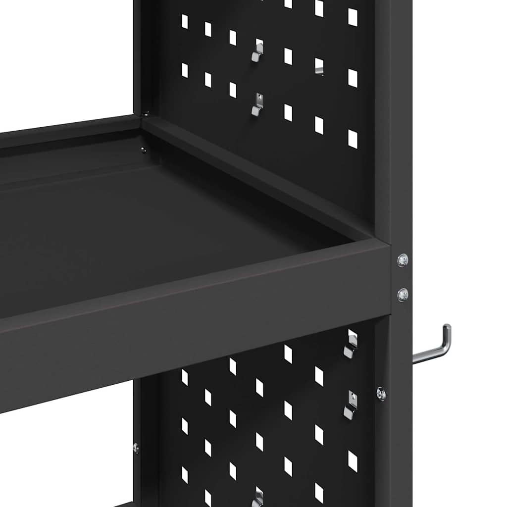 Verktøytrolley med hylle Svart 75 x 35 x 73 cm Kaldvalsestål