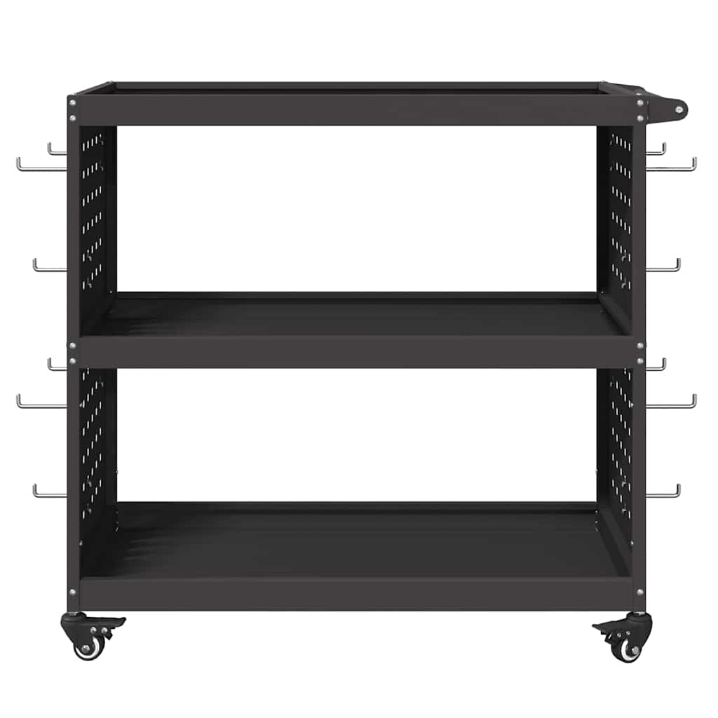 Verktøytrolley med hylle Svart 75 x 35 x 73 cm Kaldvalsestål