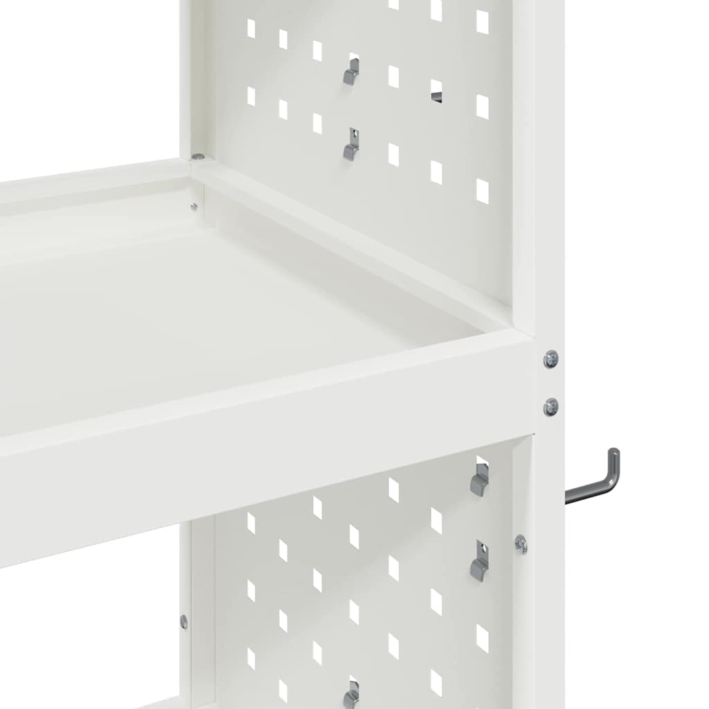 Verktøytrolley med hylle Hvit 75 x 35 x 73 cm Kaldvalsestål