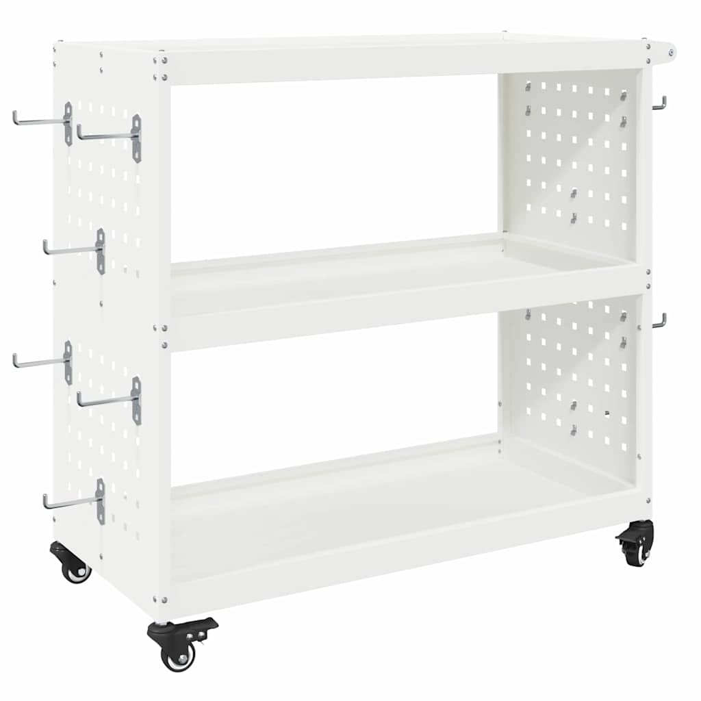 Verktøytrolley med hylle Hvit 75 x 35 x 73 cm Kaldvalsestål