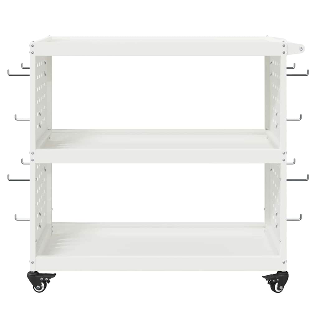 Verktøytrolley med hylle Hvit 75 x 35 x 73 cm Kaldvalsestål