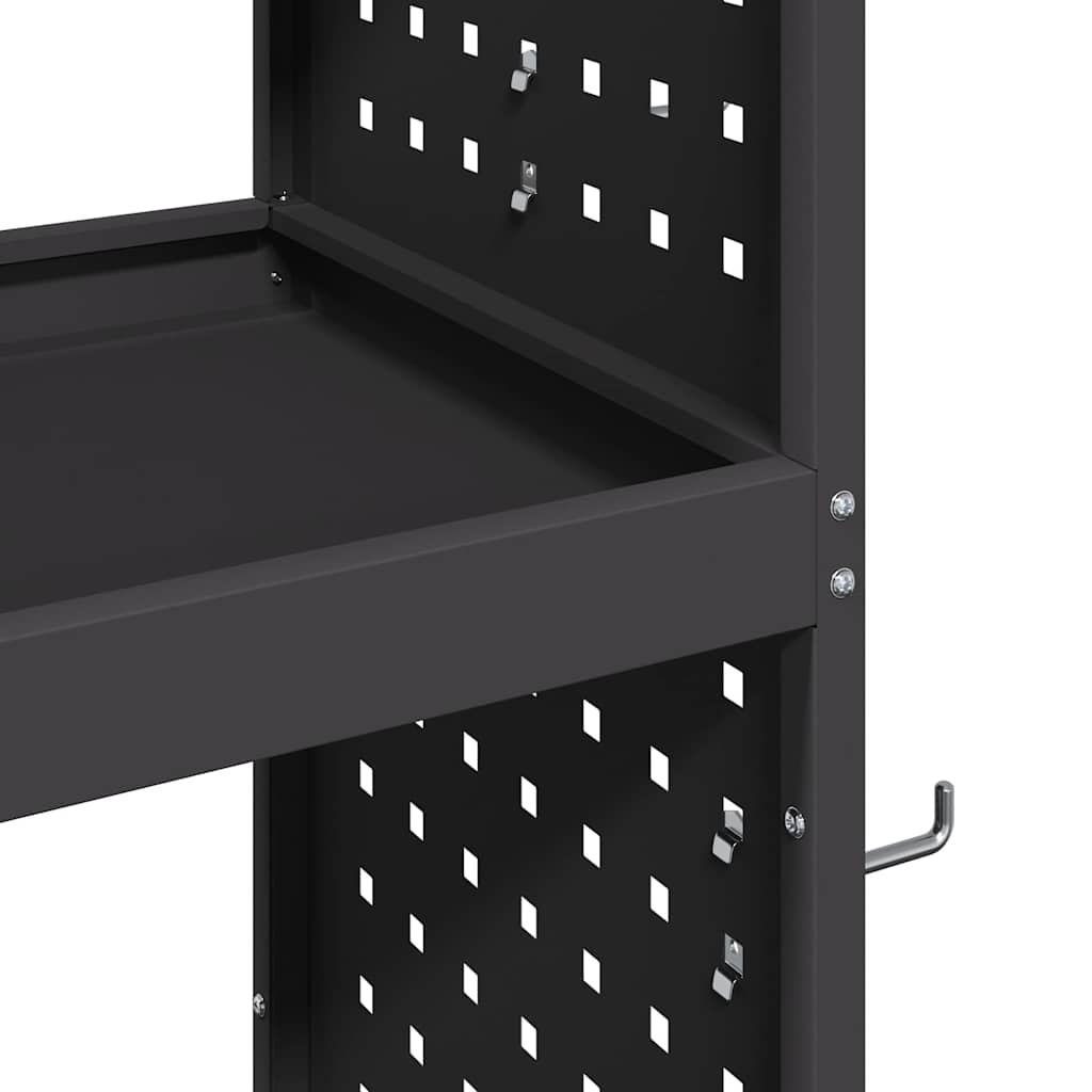 Verktøytrolley med hylle Svart 65 x 35 x 111 cm Kaldvalsestål