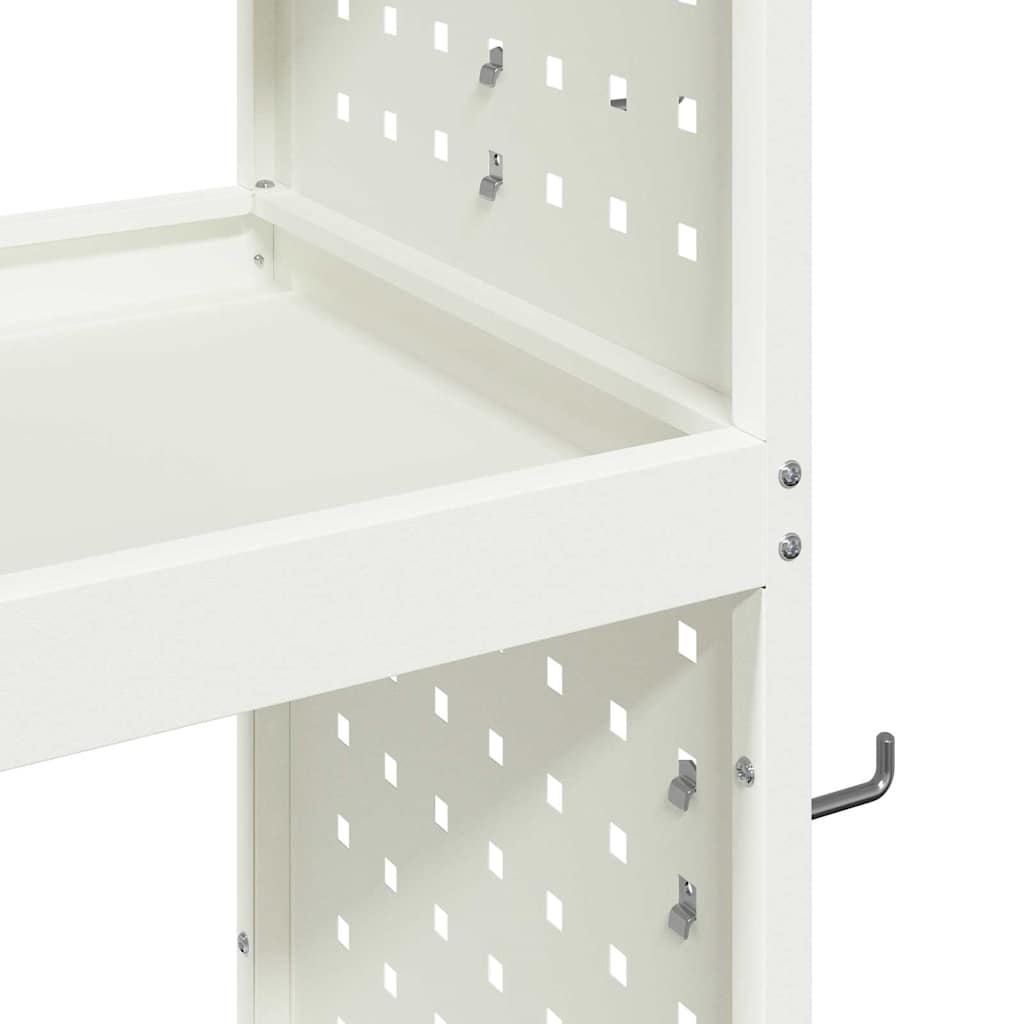 Verktøytrolley med hylle Hvit 65 x 35 x 111 cm Kaldvalsestål