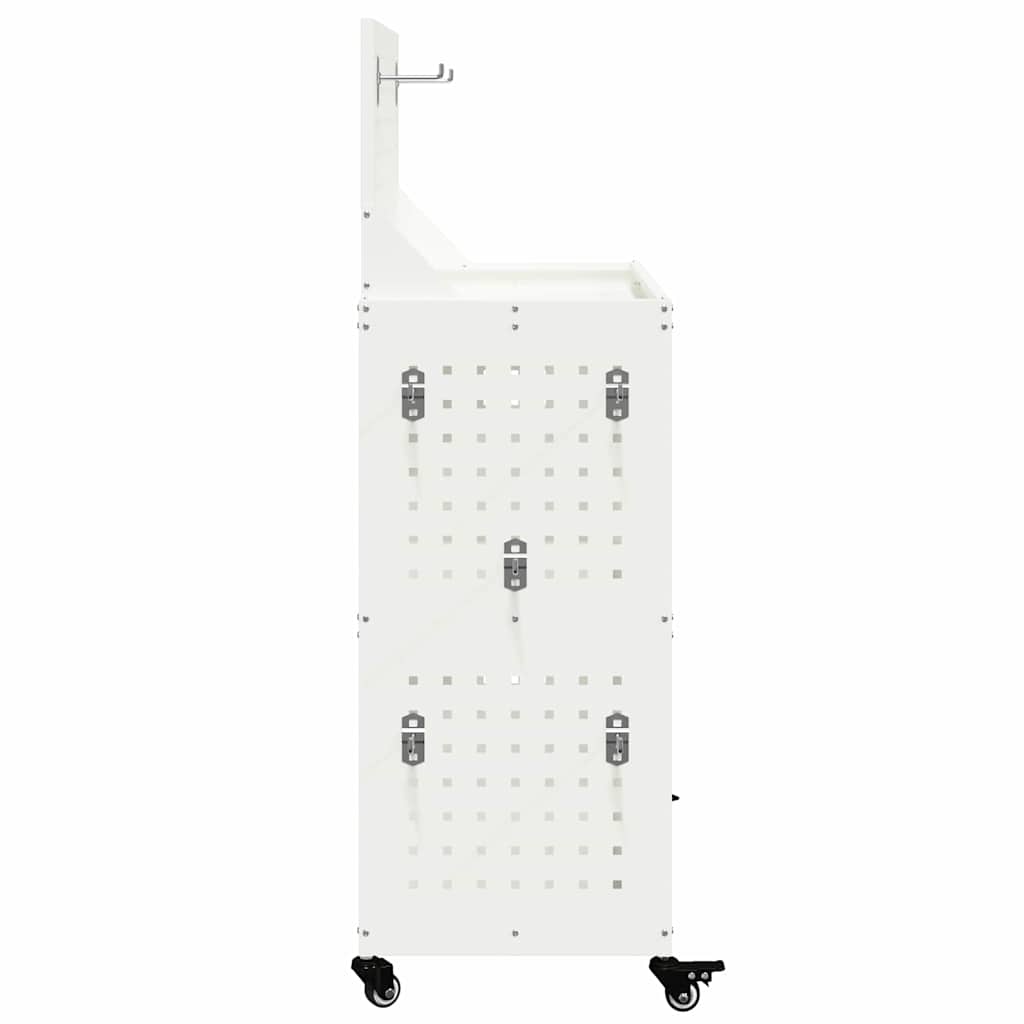 Verktøytrolley med hylle Hvit 65 x 35 x 111 cm Kaldvalsestål