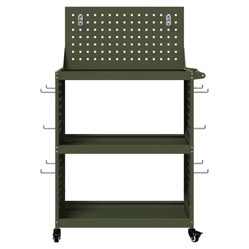 Verktøytrolley Olivengrønn 65 x 35 x 111 cm Kaldvalsestål
