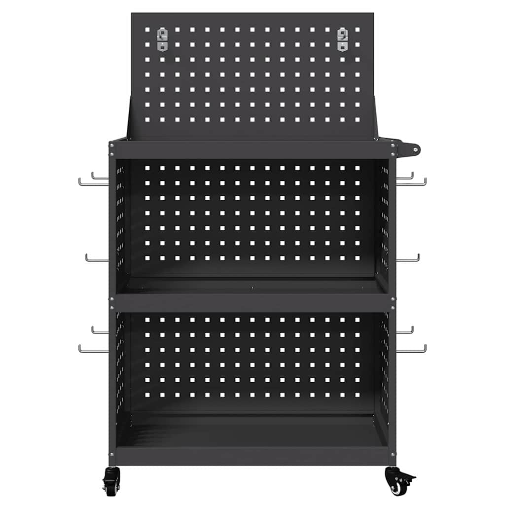 Verktøytrolley med hylle Svart 65 x 35 x 111 cm Kaldvalsestål