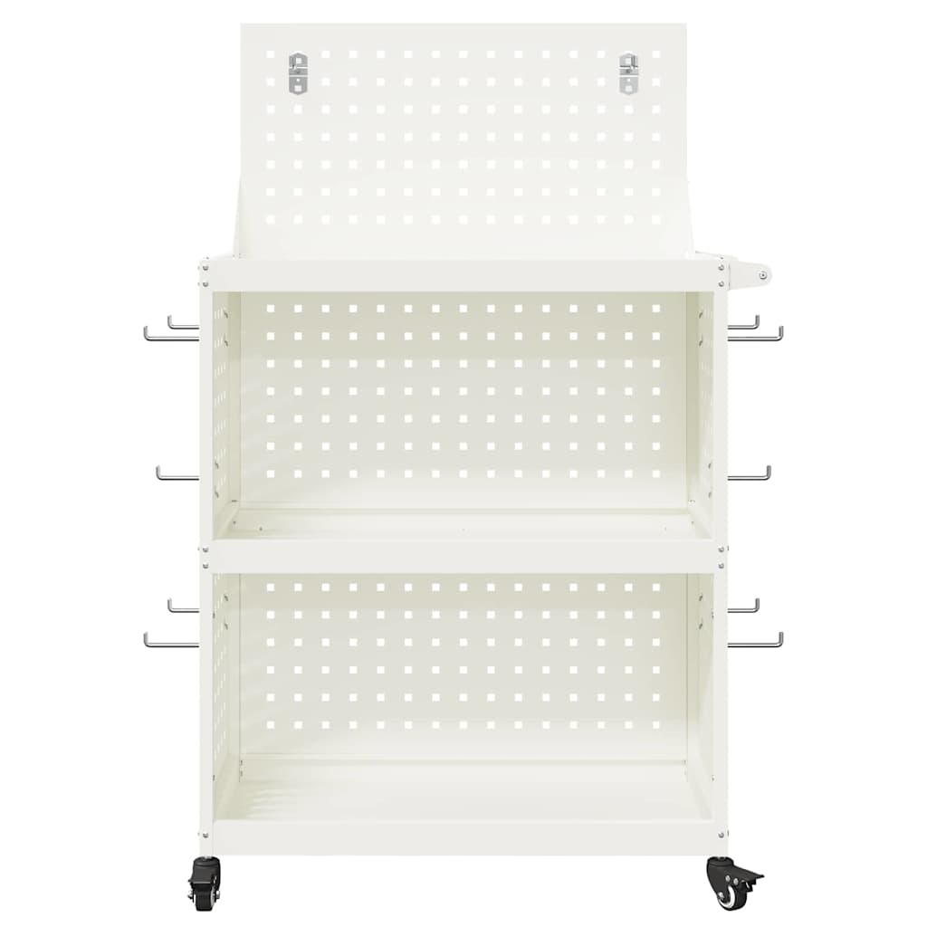 Verktøytrolley med hylle Hvit 65 x 35 x 111 cm Kaldvalsestål