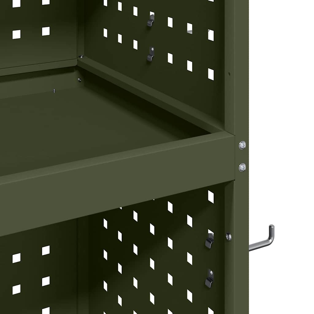 Verktøytrolley Olivengrønn 65 x 35 x 111 cm Kaldvalsestål