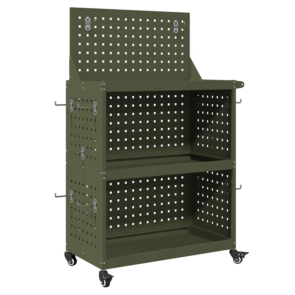 Verktøytrolley Olivengrønn 65 x 35 x 111 cm Kaldvalsestål