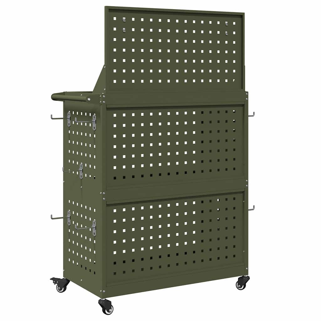 Verktøytrolley Olivengrønn 65 x 35 x 111 cm Kaldvalsestål