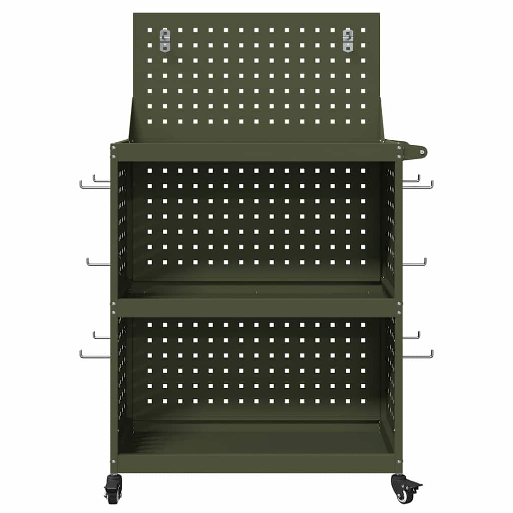 Verktøytrolley Olivengrønn 65 x 35 x 111 cm Kaldvalsestål