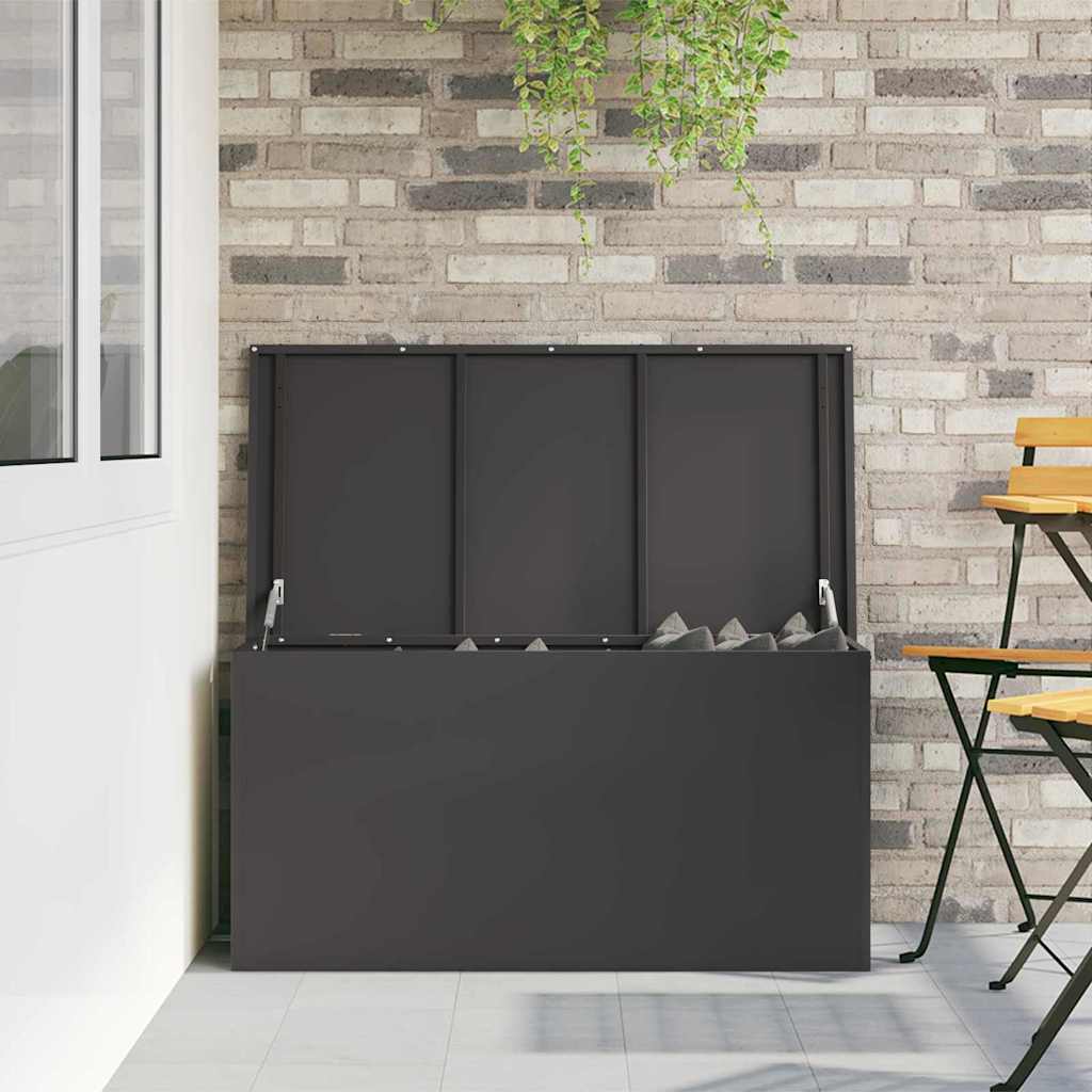 Hageoppbevaringsputeeske Stål 100 x 50,5 x 50 cm 220 Svart