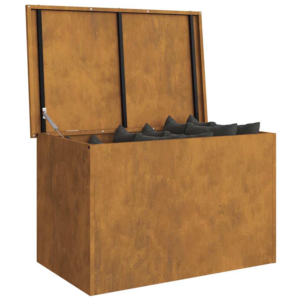 Hageoppbevaringsputeeske Stål 80 x 50,5 x 50 cm Rusten