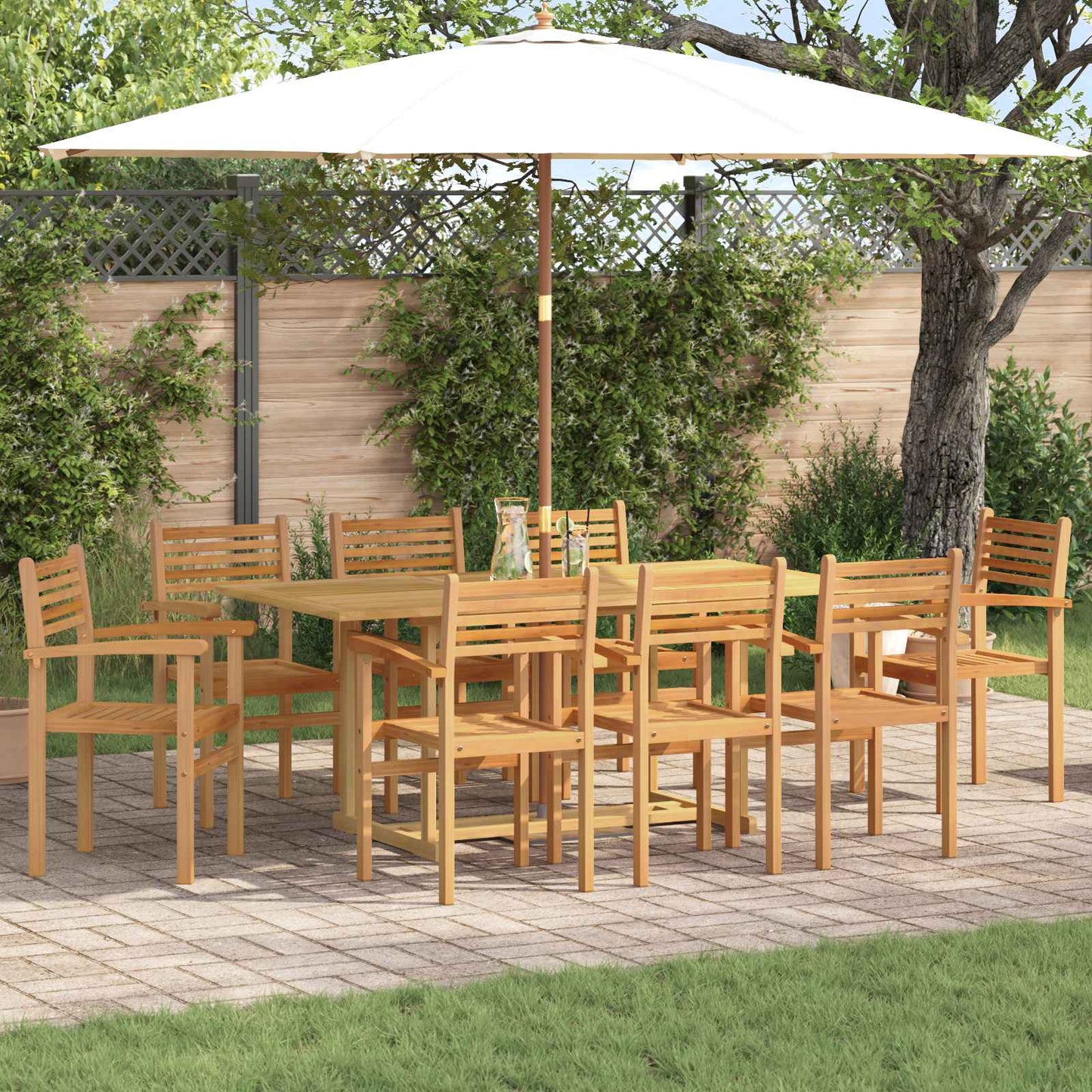 Hage Spisegruppe 9 pcs Brun Massivt Teaktre vidaXL