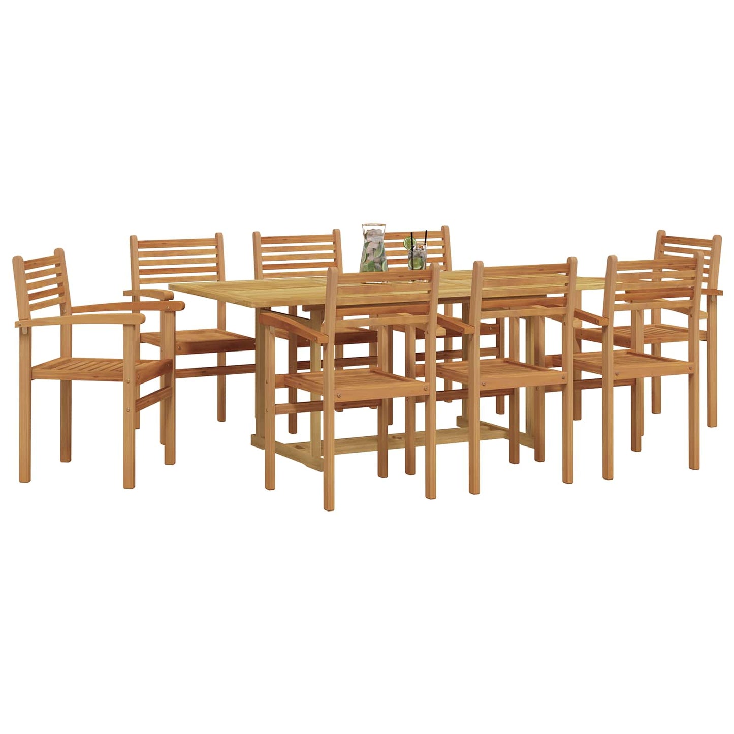 Hage Spisegruppe 9 pcs Brun Massivt Teaktre vidaXL