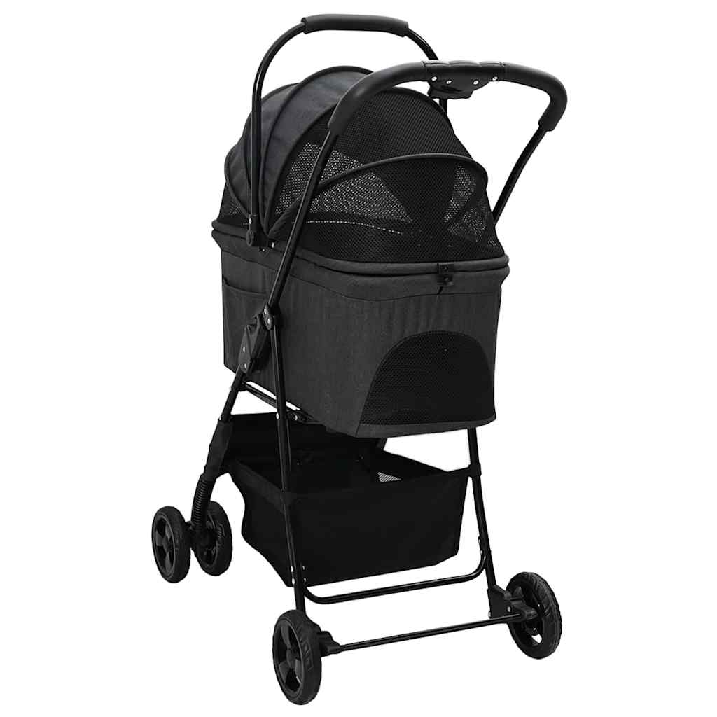 Sammenleggbar kjæledyrvogn Svart 81 x 47 x 99 cm Polyester