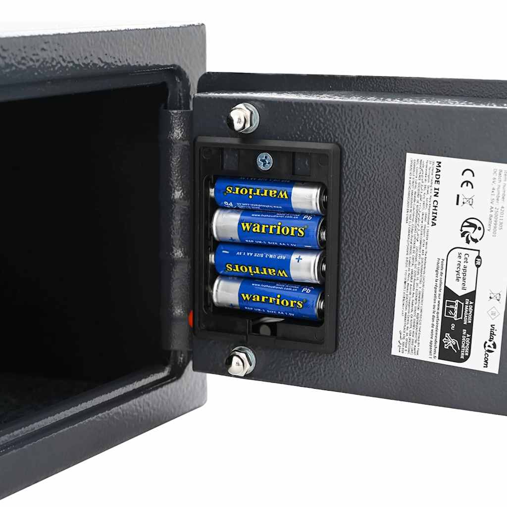 Digital safe med lås Mørke grå 23 x 17 x 17 cm Stål