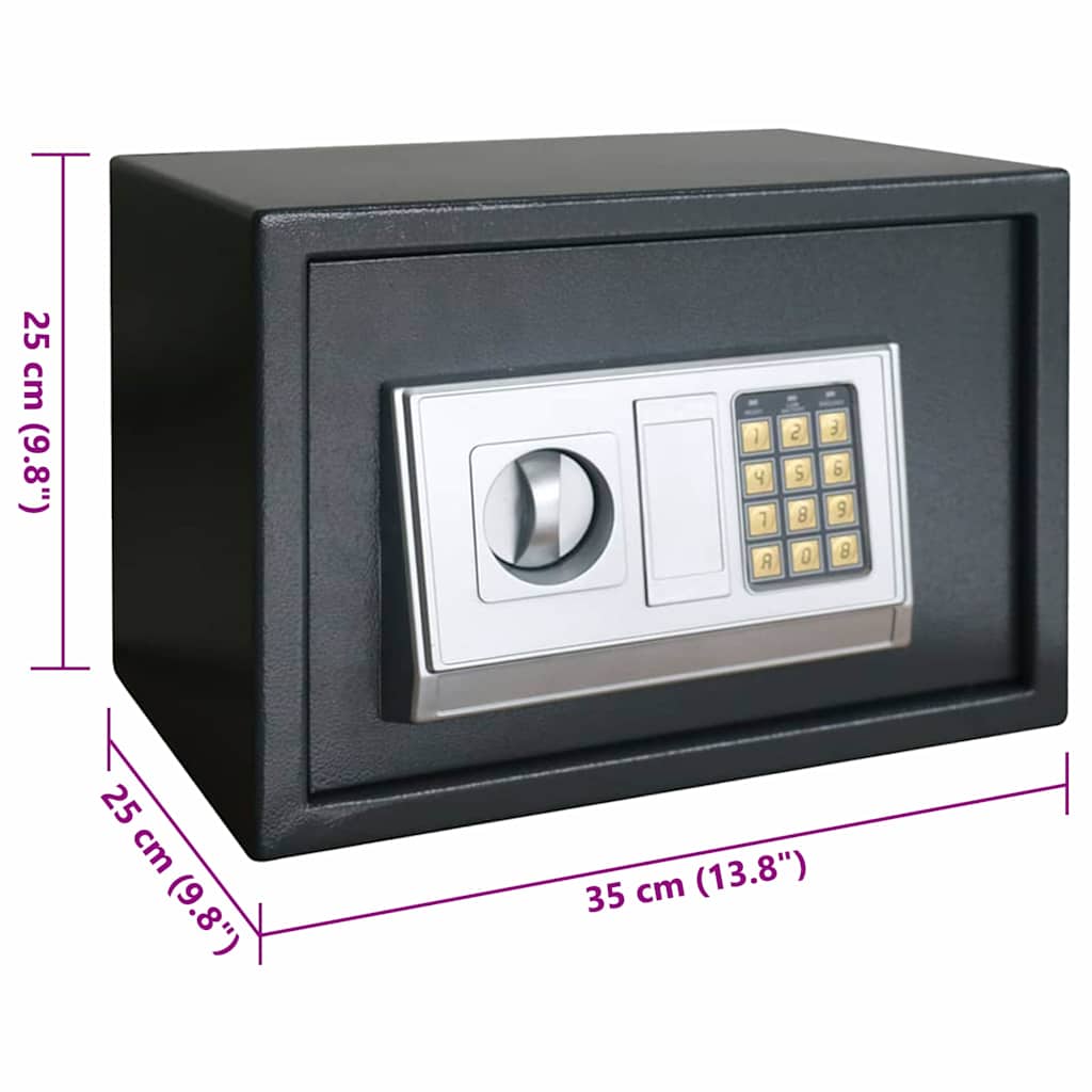 Digital safe med lås Mørke grå 35 x 25 x 25 cm Stål