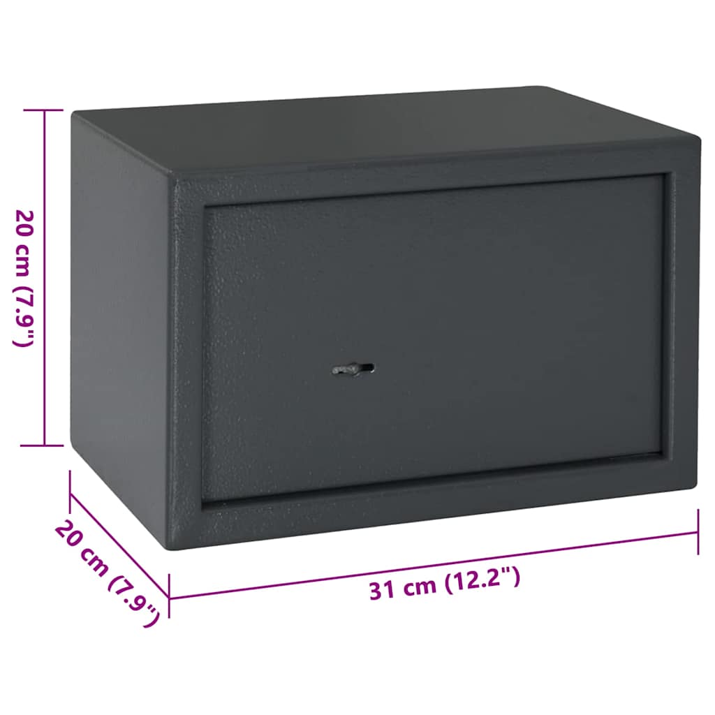 Safe Box med lås Mørke grå 31 x 20 x 20 cm Stål
