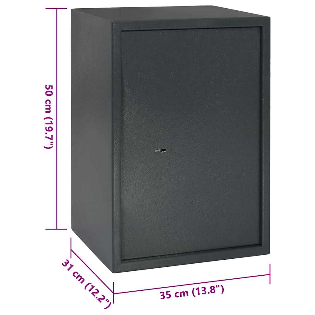 Safe Box med lås Mørke grå 35 x 31 x 50 cm Stål vidaXL