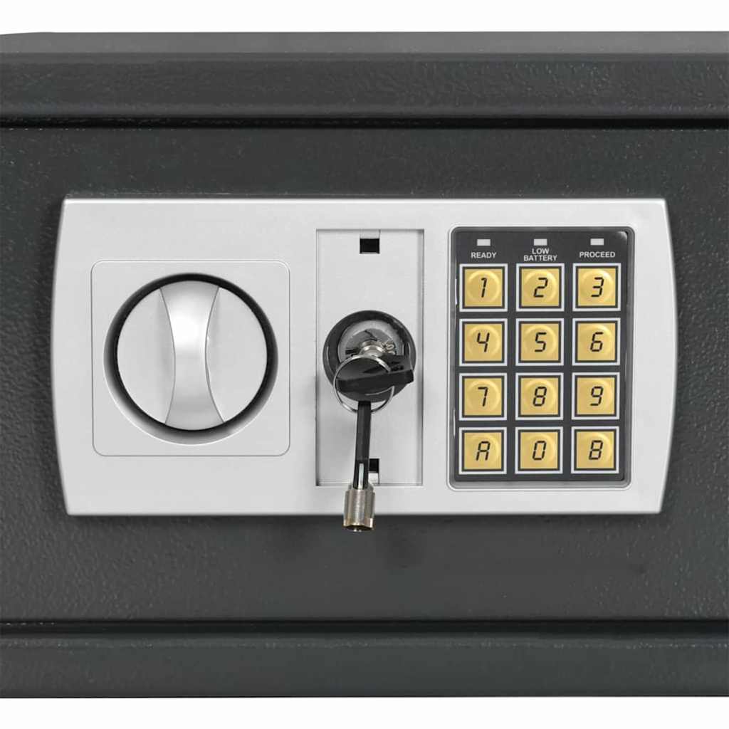Digital safe med lås Mørke grå 42 x 37 x 20 cm Stål vidaXL