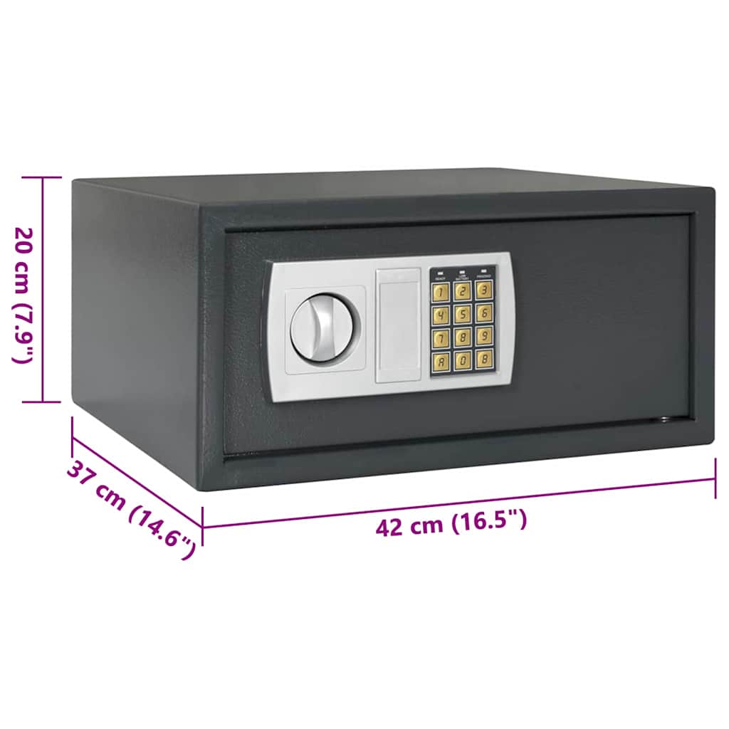 Digital safe med lås Mørke grå 42 x 37 x 20 cm Stål vidaXL