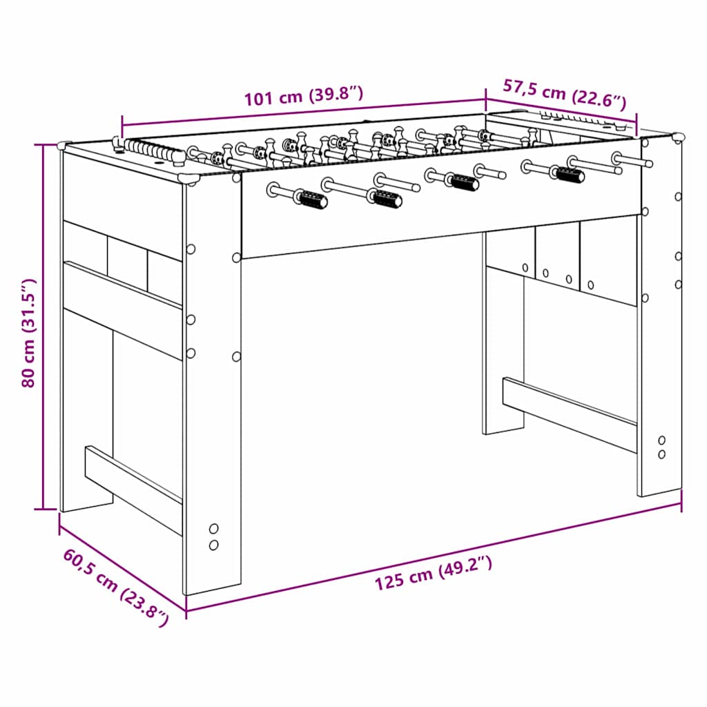 Buzzebord Svart Eik 125 x 60,5 x 80 cm Konstruert tre