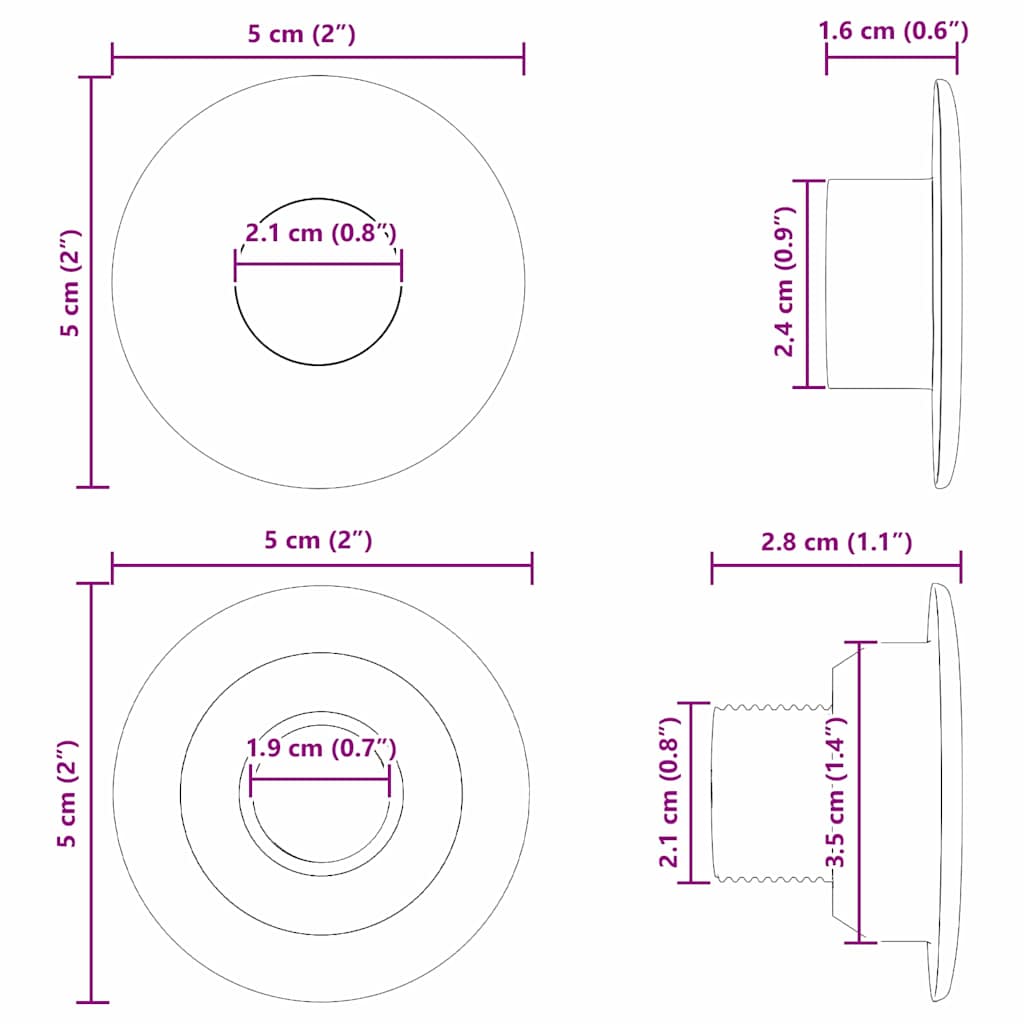 Foosball Bordlager 10 pcs Svart 5 x 5 x 2,8 cm PP