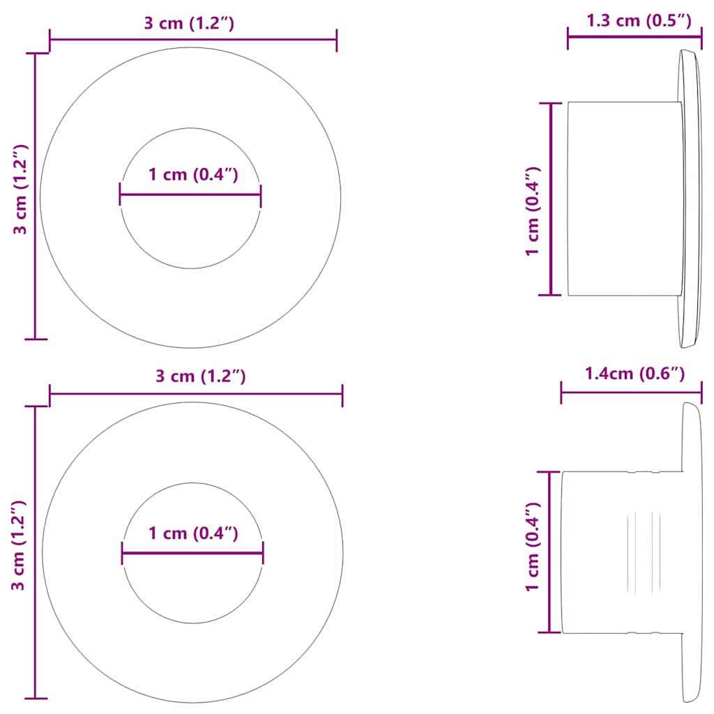 Fosseball Bord Stoppere 10 pcs Svart 3 x 3 x 1,4 cm HIPS