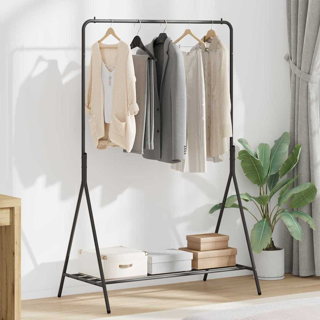 Klesstativ med lagring Svart 100 x 56 x 154 cm Stål