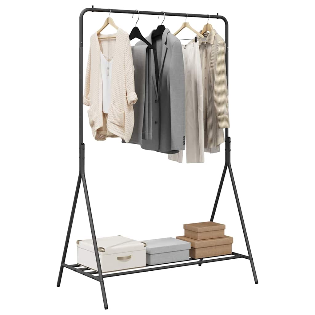 Klesstativ med lagring Svart 100 x 56 x 154 cm Stål