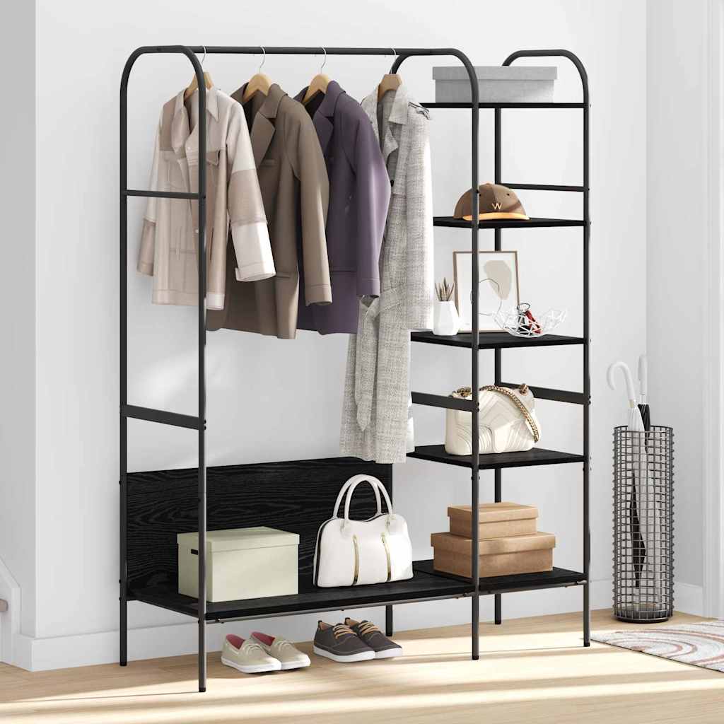 Klesstativ med hylle Svart 120 x 44 x 160 cm Konstruert tre