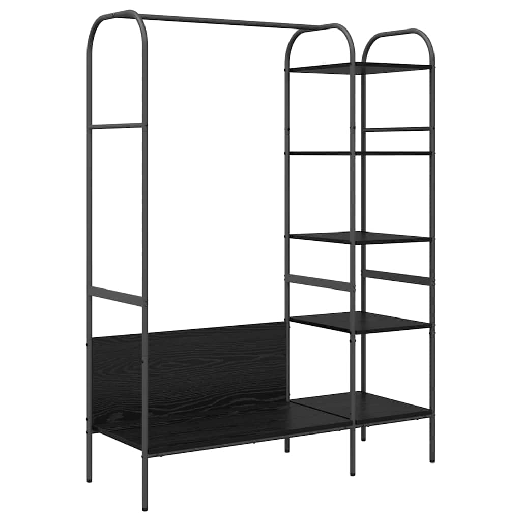 Klesstativ med hylle Svart 120 x 44 x 160 cm Konstruert tre