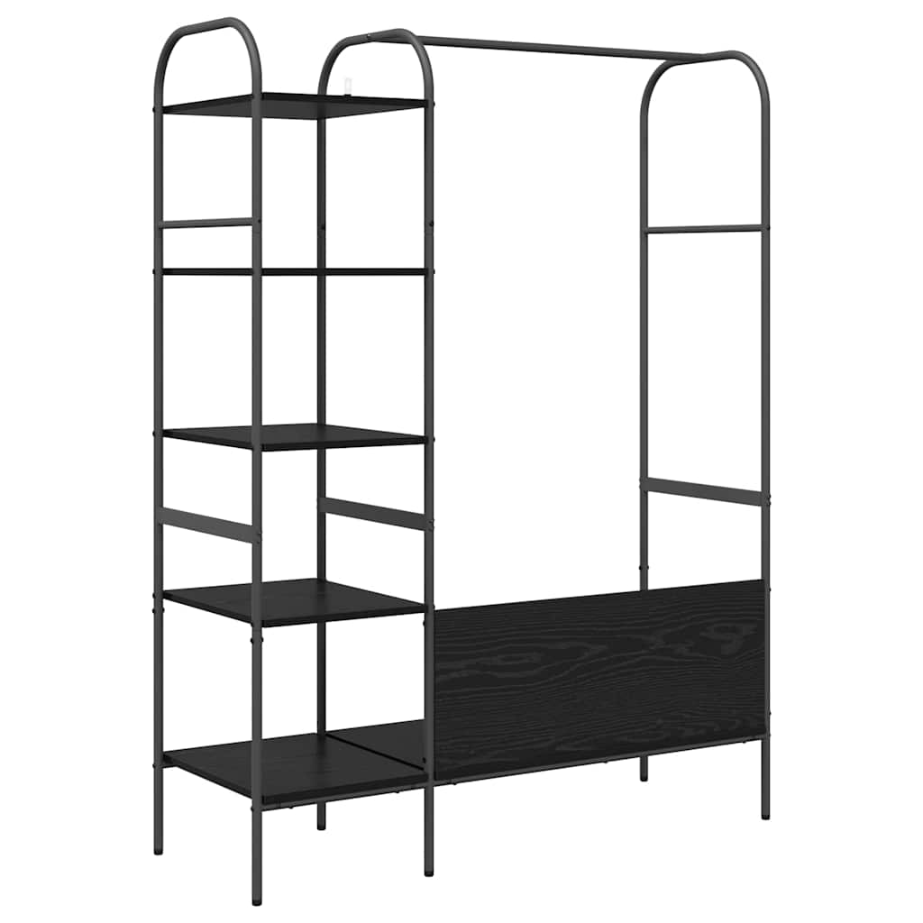 Klesstativ med hylle Svart 120 x 44 x 160 cm Konstruert tre