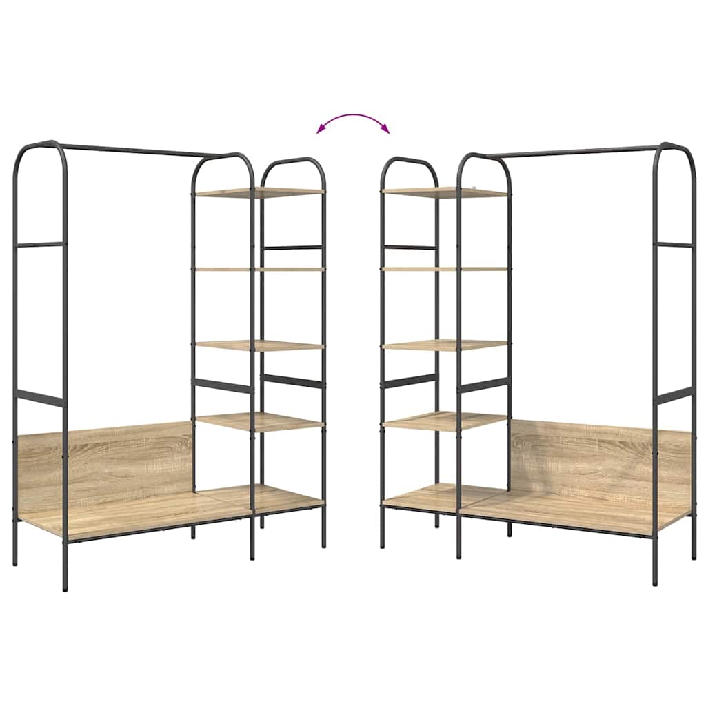 Klesstativ med hylle Brun 120 x 44 x 160 cm Konstruert tre