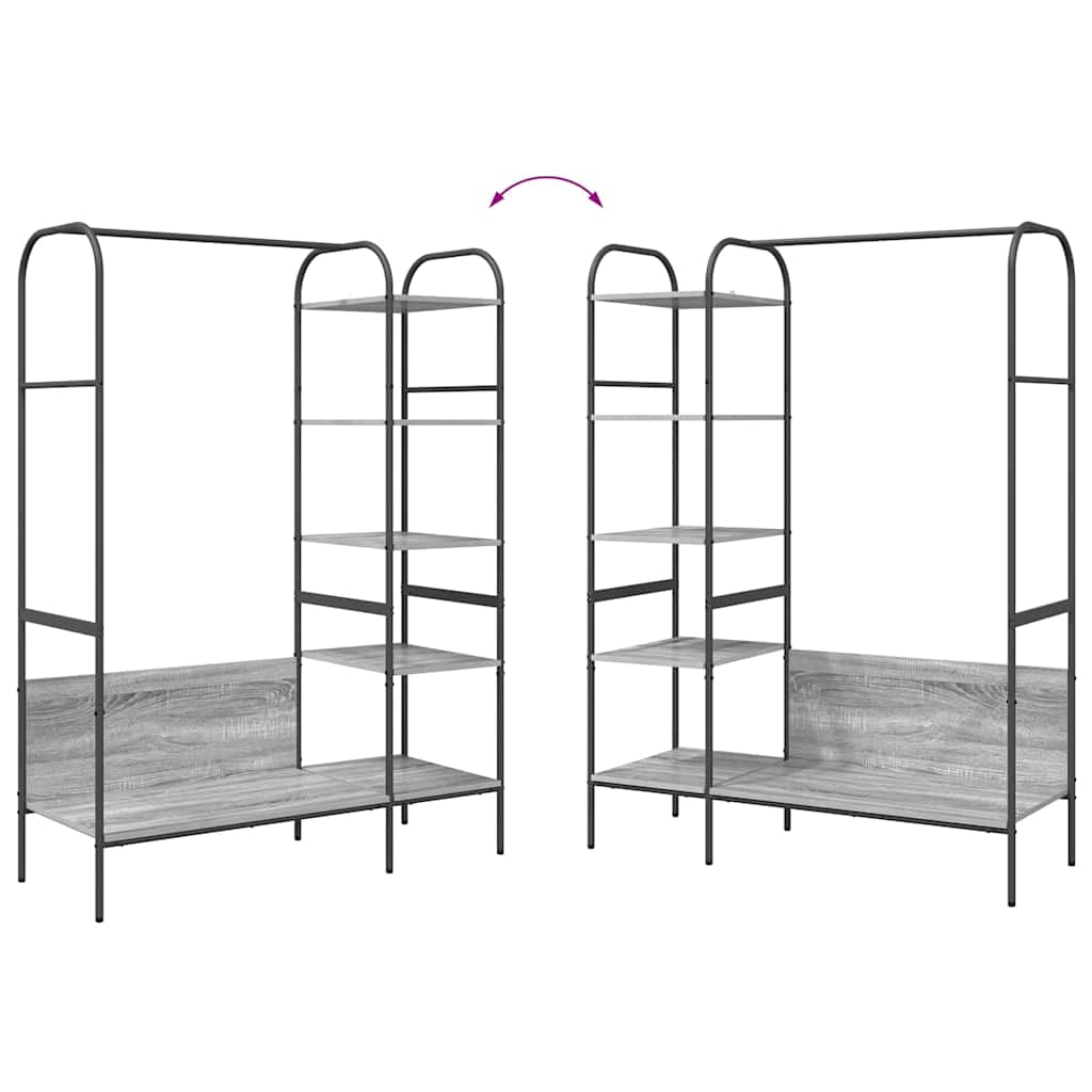 Klesstativ med hylle Grå 120 x 44 x 160 cm Konstruert tre