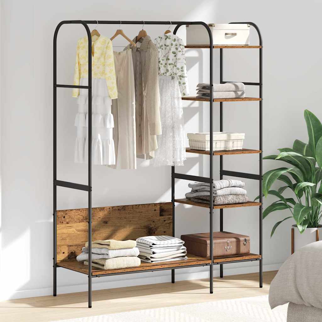 Klesstativ med hylle Brun 120 x 44 x 160 cm Konstruert tre