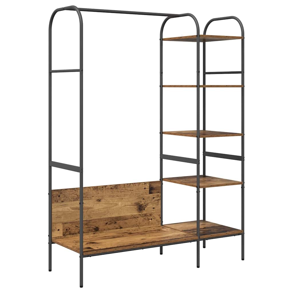 Klesstativ med hylle Brun 120 x 44 x 160 cm Konstruert tre