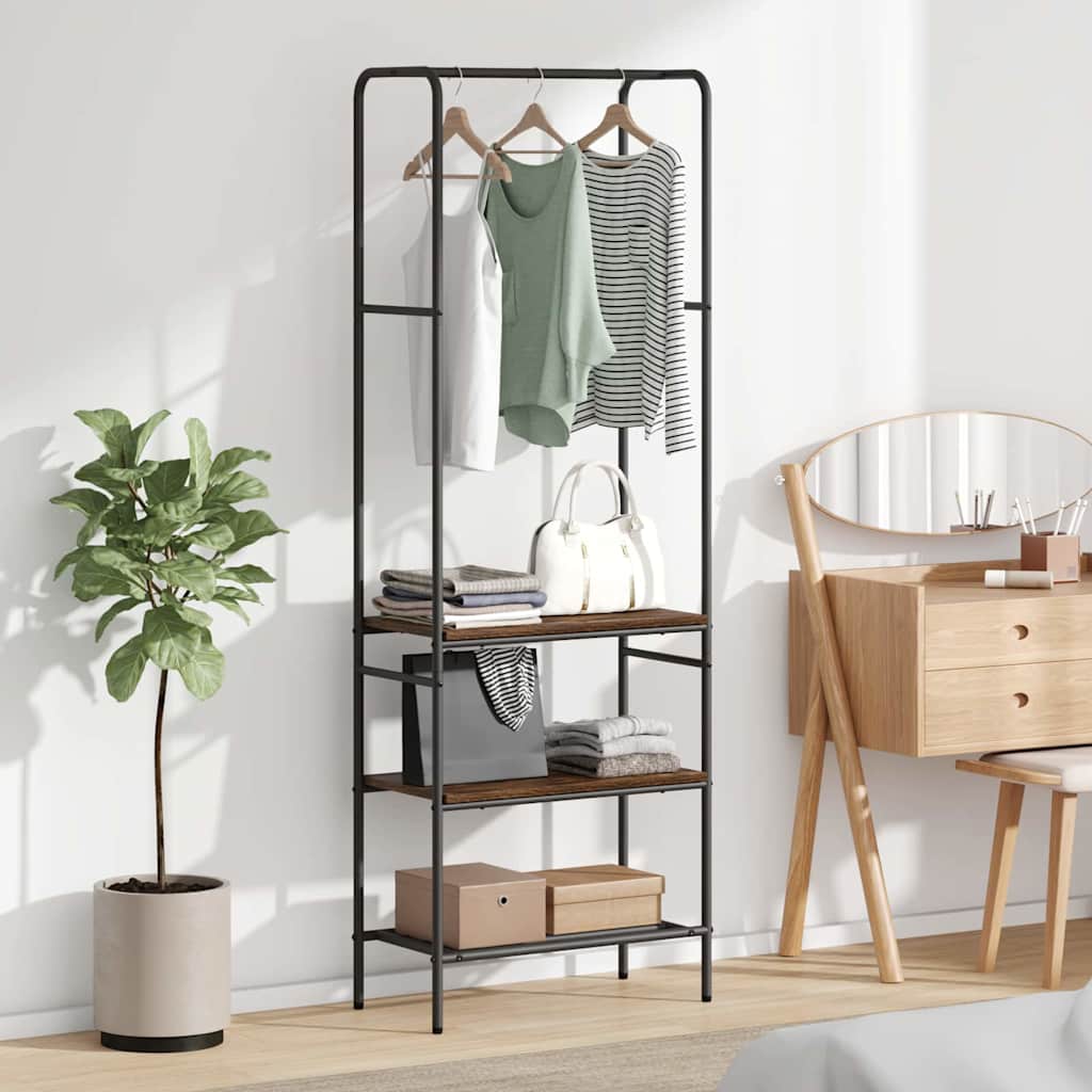 Klesstativ med hylle Røkt eik 60 x 30 x 171 cm Konstruert tre
