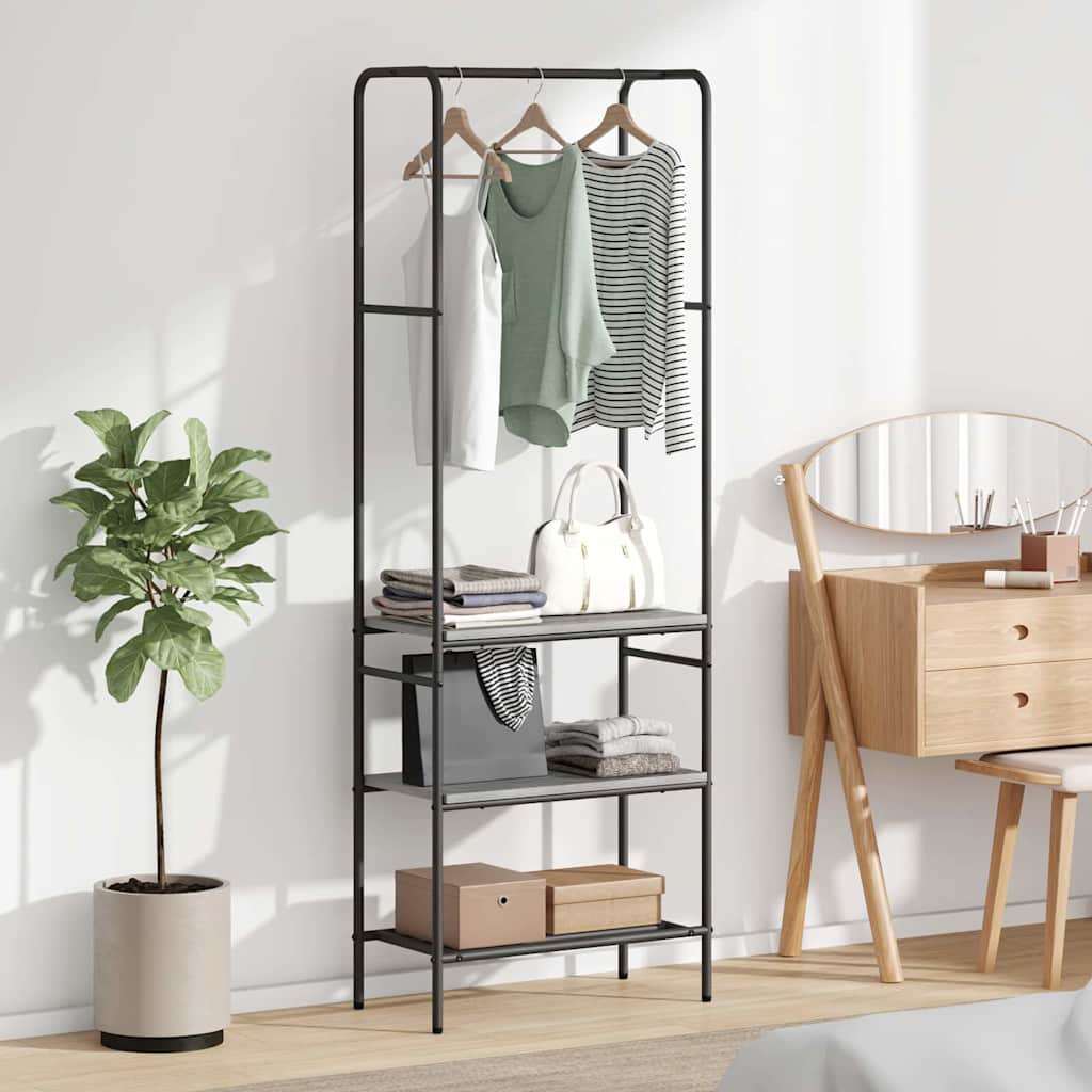 Klesstativ med hylle Grå sonoma 60 x 30 x 171 cm Konstruert tre