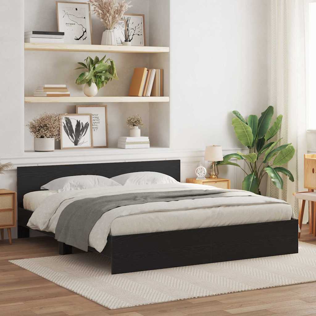 Sengestamme Svart Eik 203 x 185 x 70 cm Konstruert tre