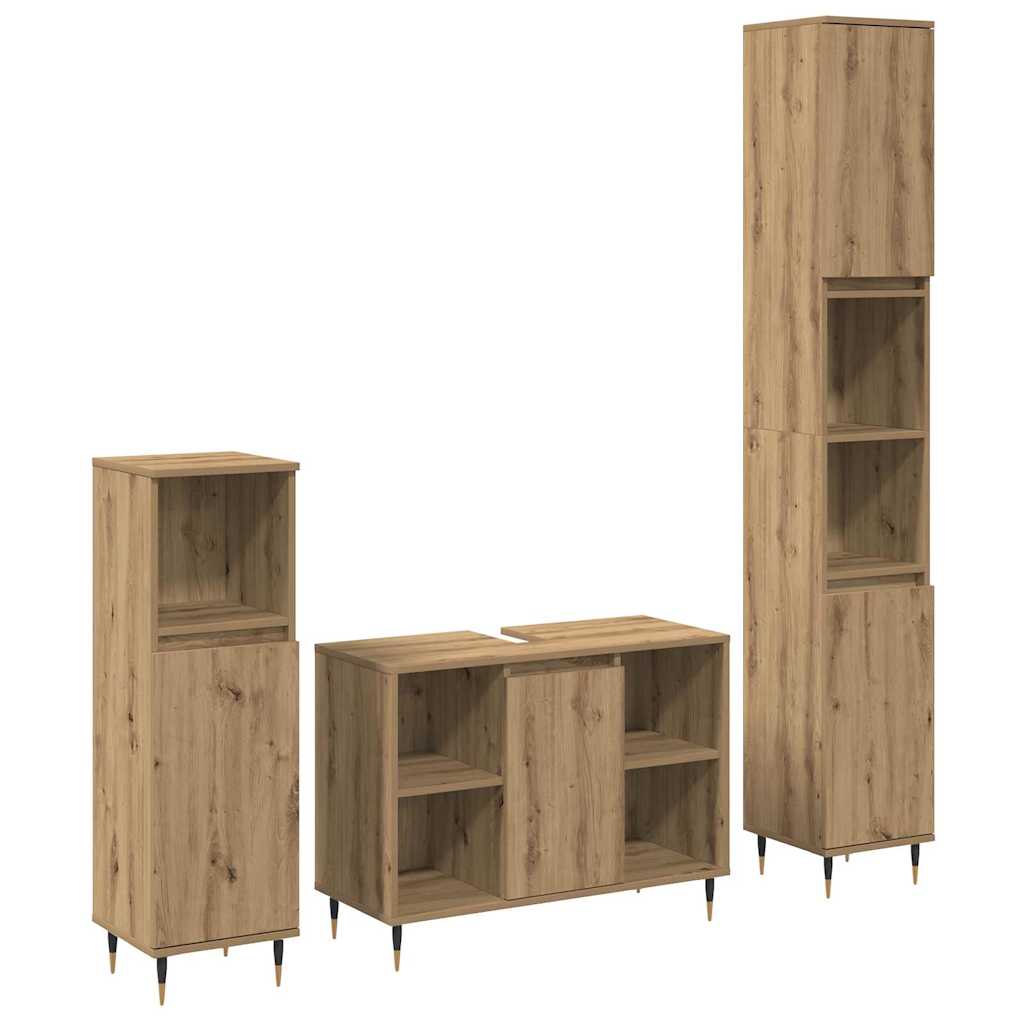 Baderomsinnredningssett 3 pcs Artisan Eik Konstruert tre