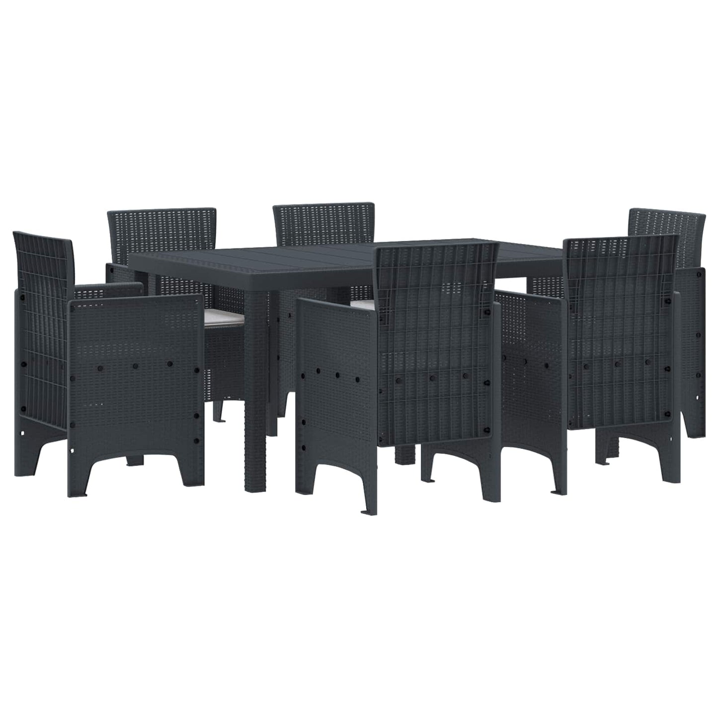 Hage Spisegruppe 7 pcs Antrasitt Polt rattan