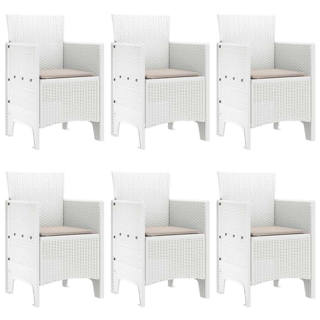 Hage Spisegruppe 7 stk. Hvit Polt rattan