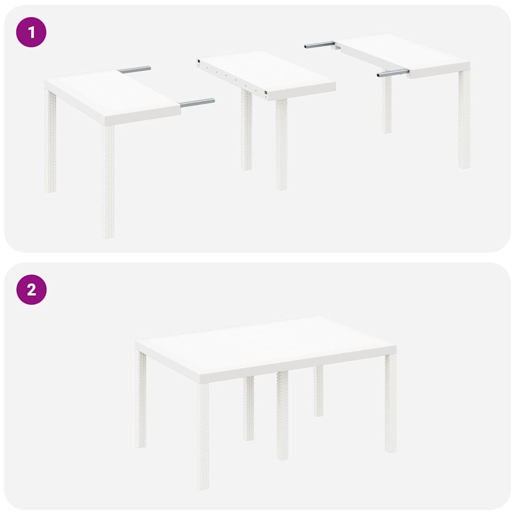 Hage Spisegruppe 7 stk. Hvit Polt rattan