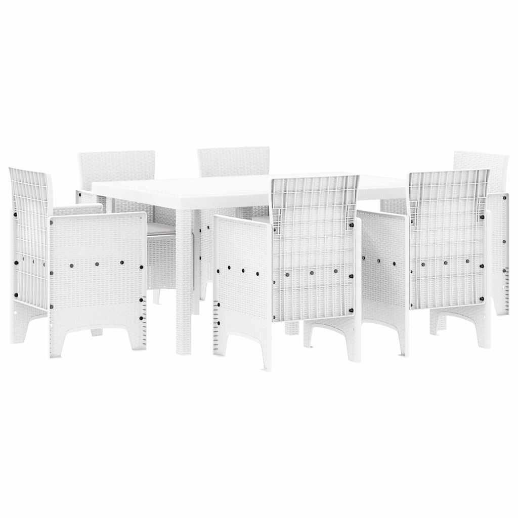 Hage Spisegruppe 7 stk. Hvit Polt rattan