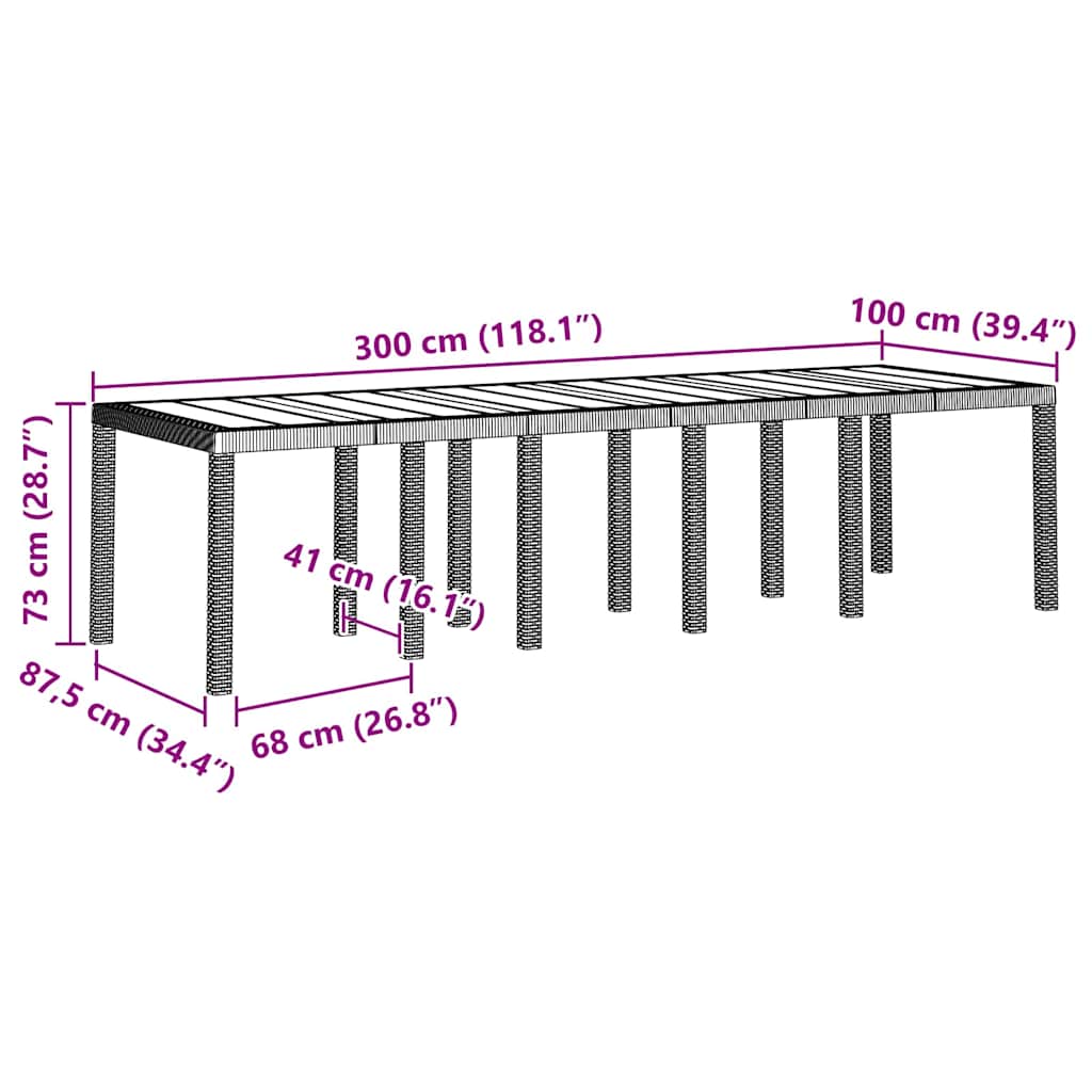 Hage Spisegruppe 13 stk. Hvit Poly rattan