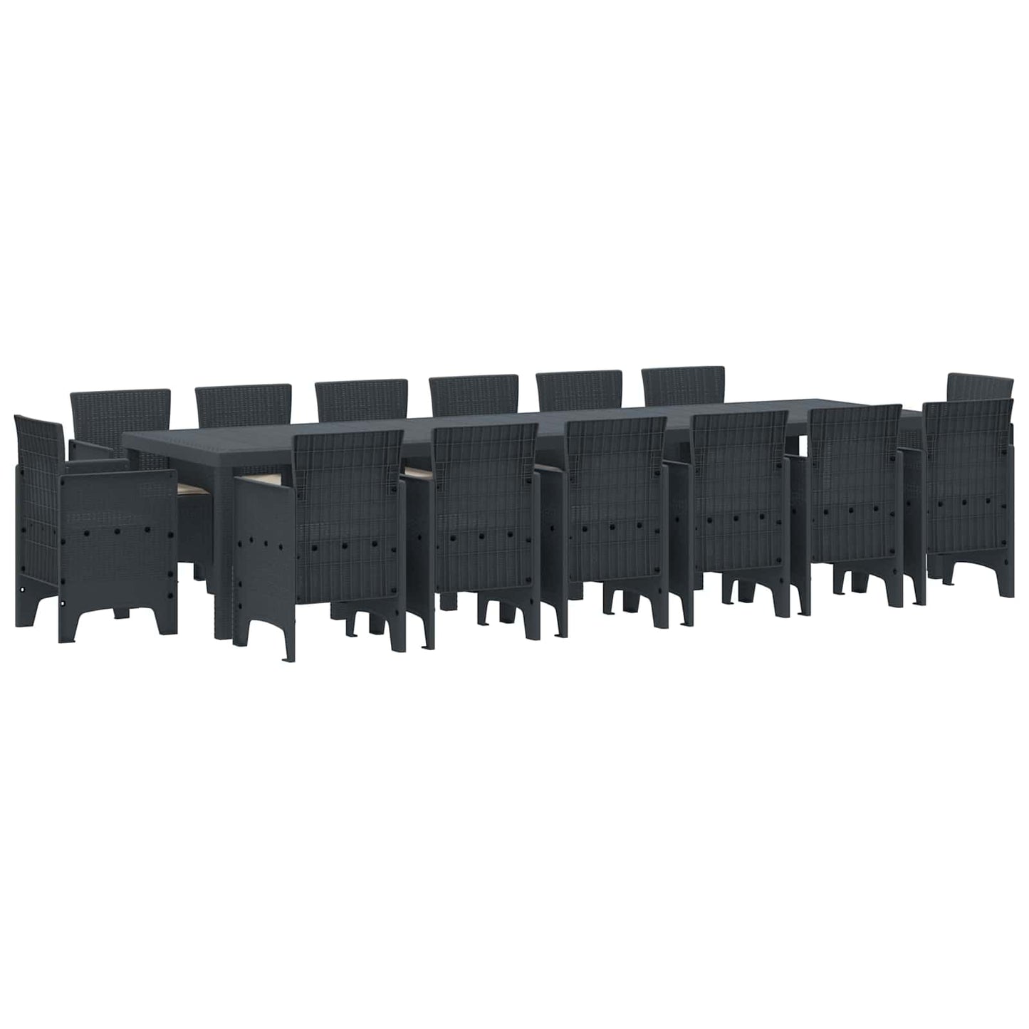 Hage Spisegruppe 15 pcs Antrasitt Polt rattan