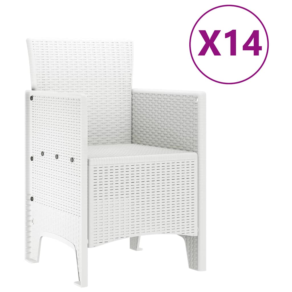 Hage Spisegruppe 15 pcs Hvit Polt rattan