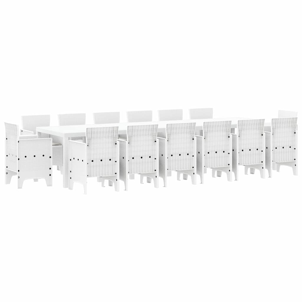 Hage Spisegruppe 15 stk. Hvit Polt rattan
